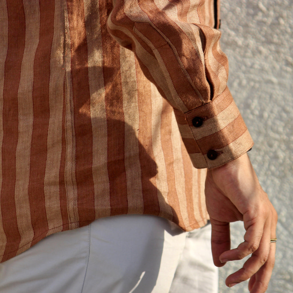 Terracotta Grandad Collar Shirt