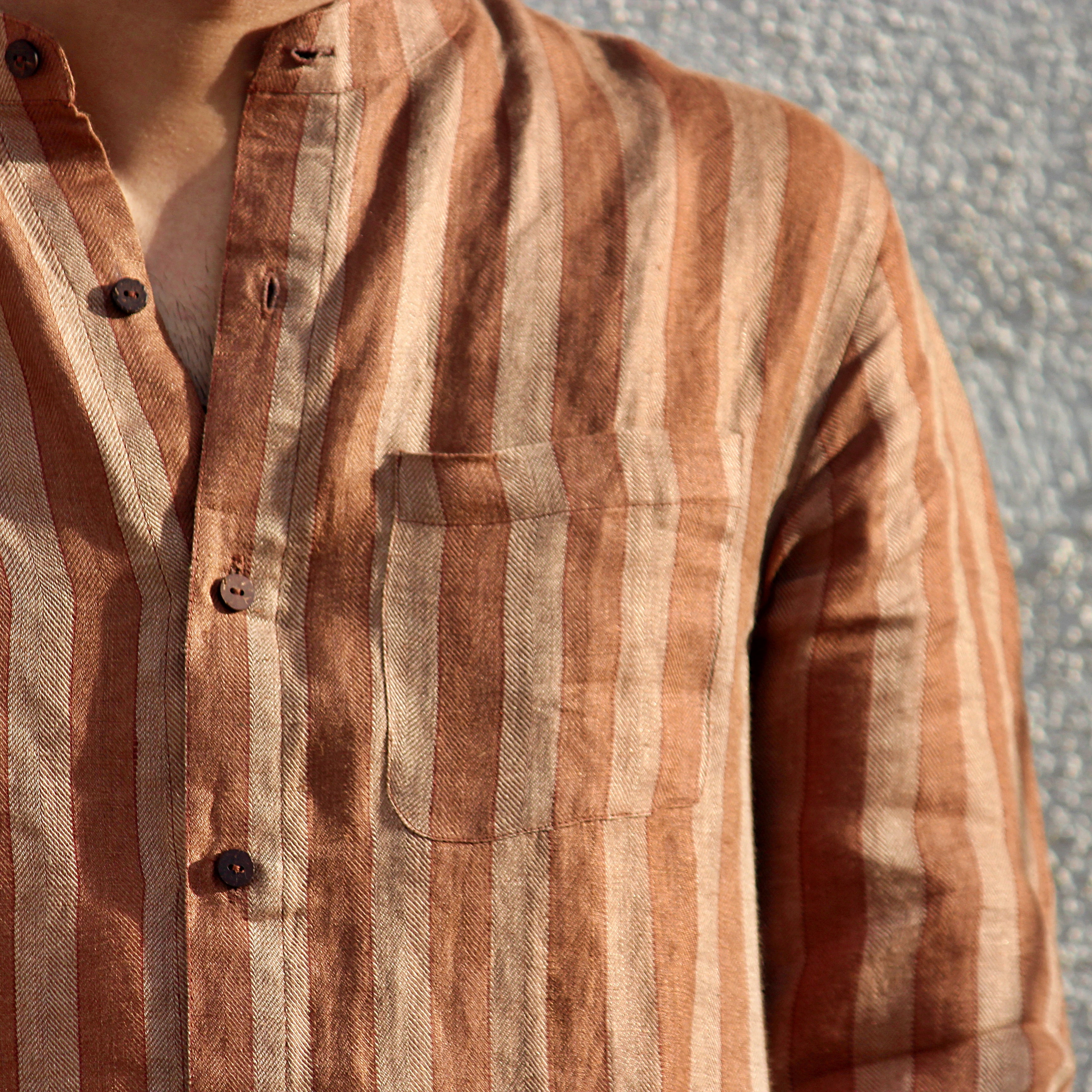 Terracotta Grandad Collar Shirt