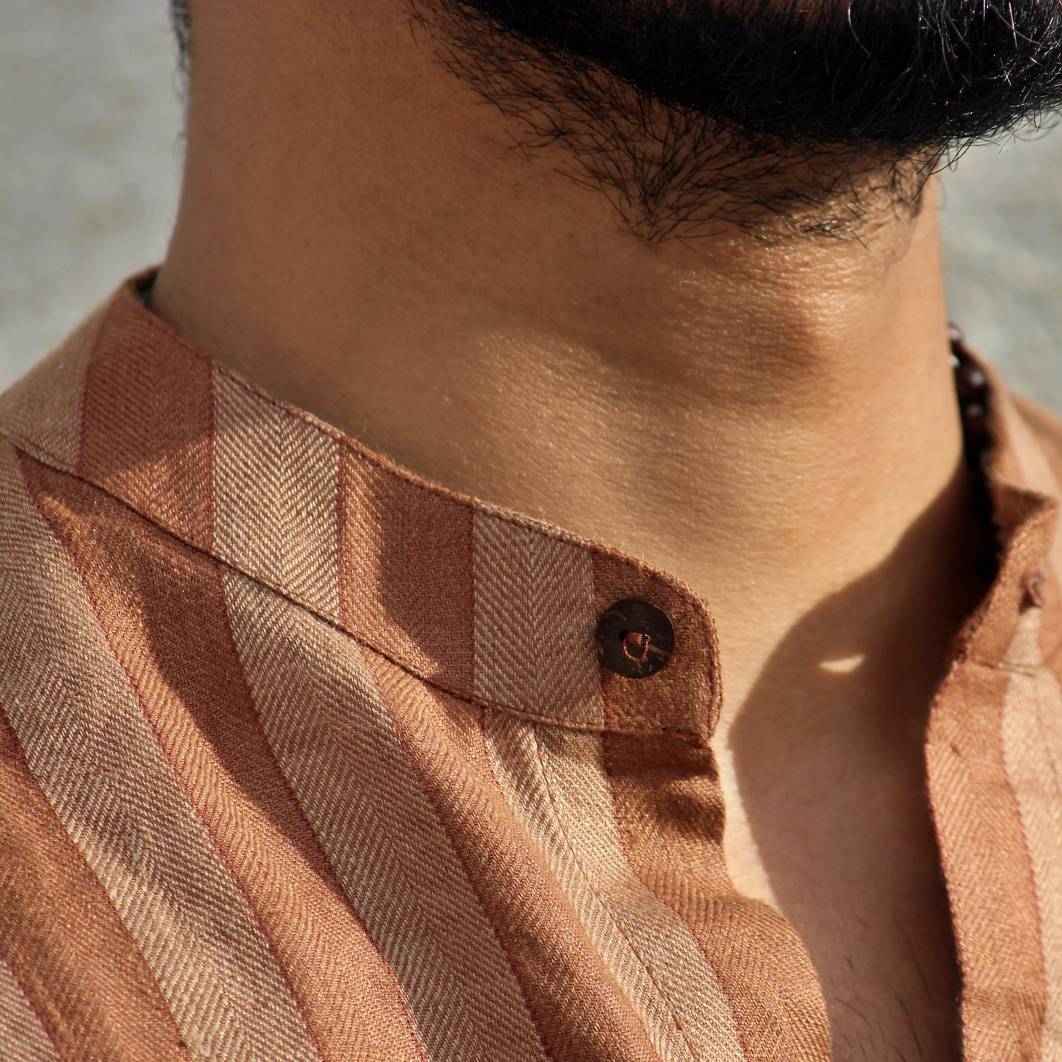 Terracotta Grandad Collar Shirt