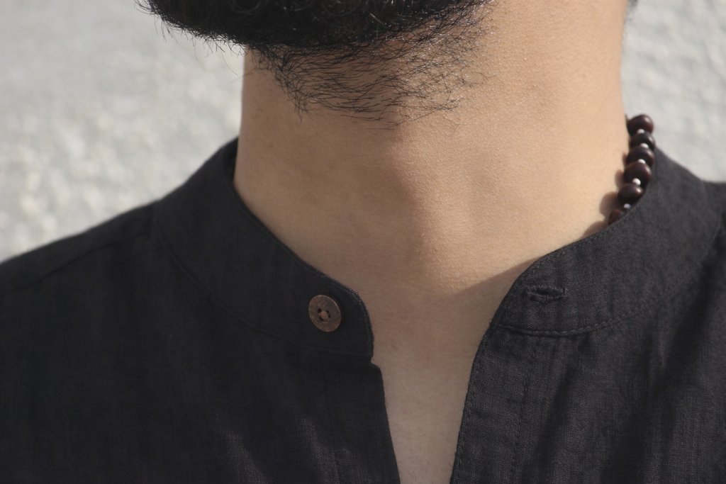 Charcoal Grandad Collar Shirt