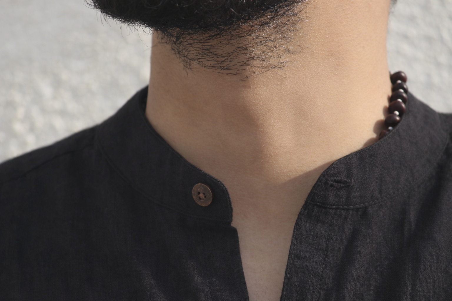 Charcoal Grandad Collar Shirt