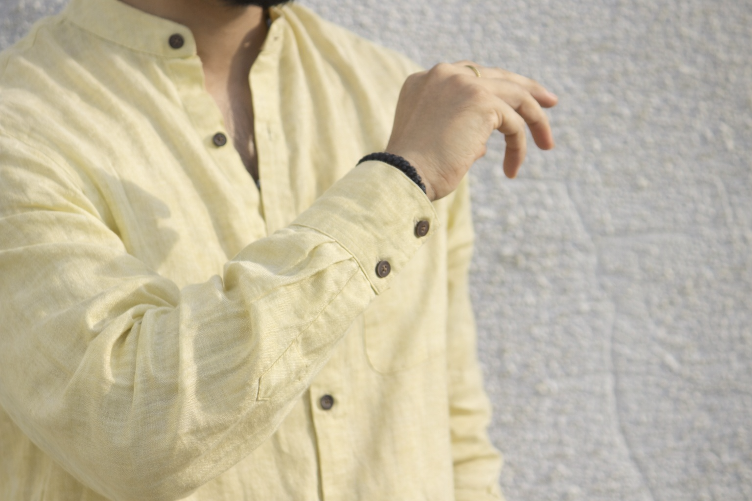 Lime Grandad Collar Shirt