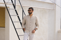 Sand Grandad Collar Shirt