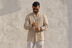 Sand Grandad Collar Shirt