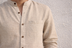 Sand Grandad Collar Shirt